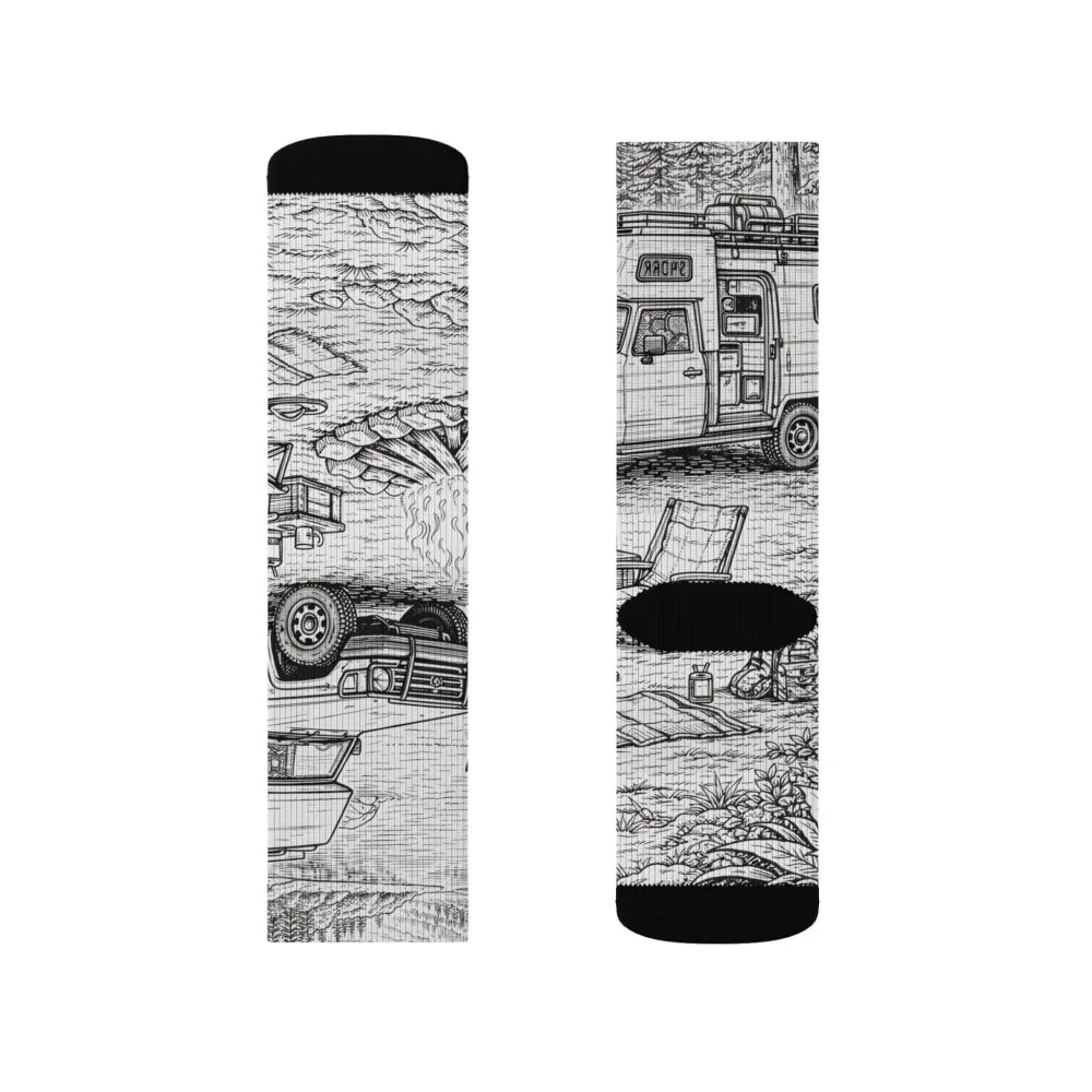 Sublimation Socks — Retro Camper Roadtrip Crew Socks