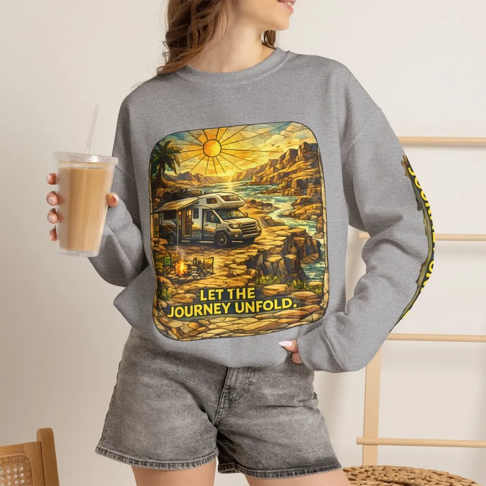 2426120961465731911_2048.jpeg Unisex Heavy Blend™ Crewneck Sweatshirt — "Let The Journey Unfold" Design Cubic-Line