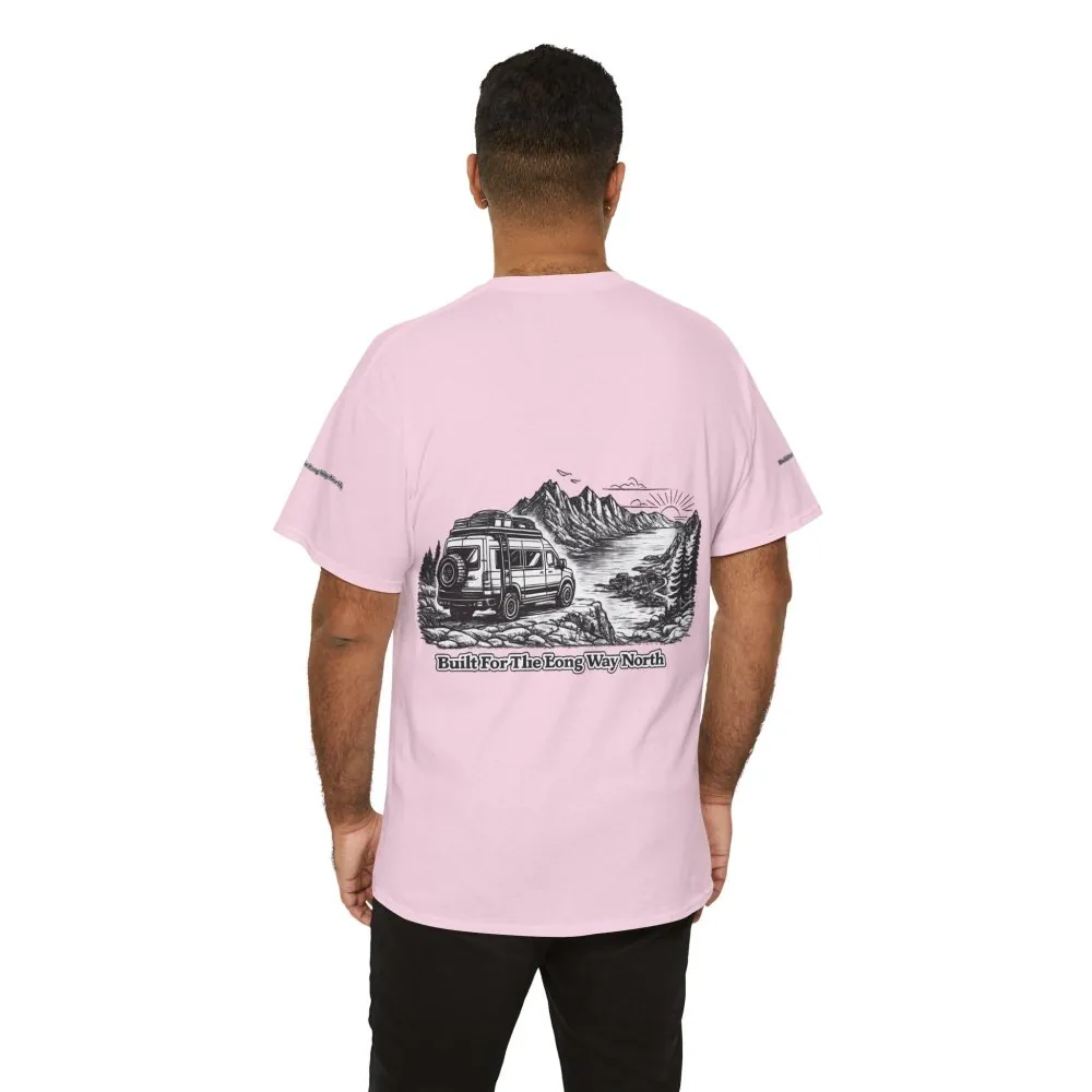 Unisex Heavy Cotton Tee — "Built For The Long Way North" Design Minimal-Line
