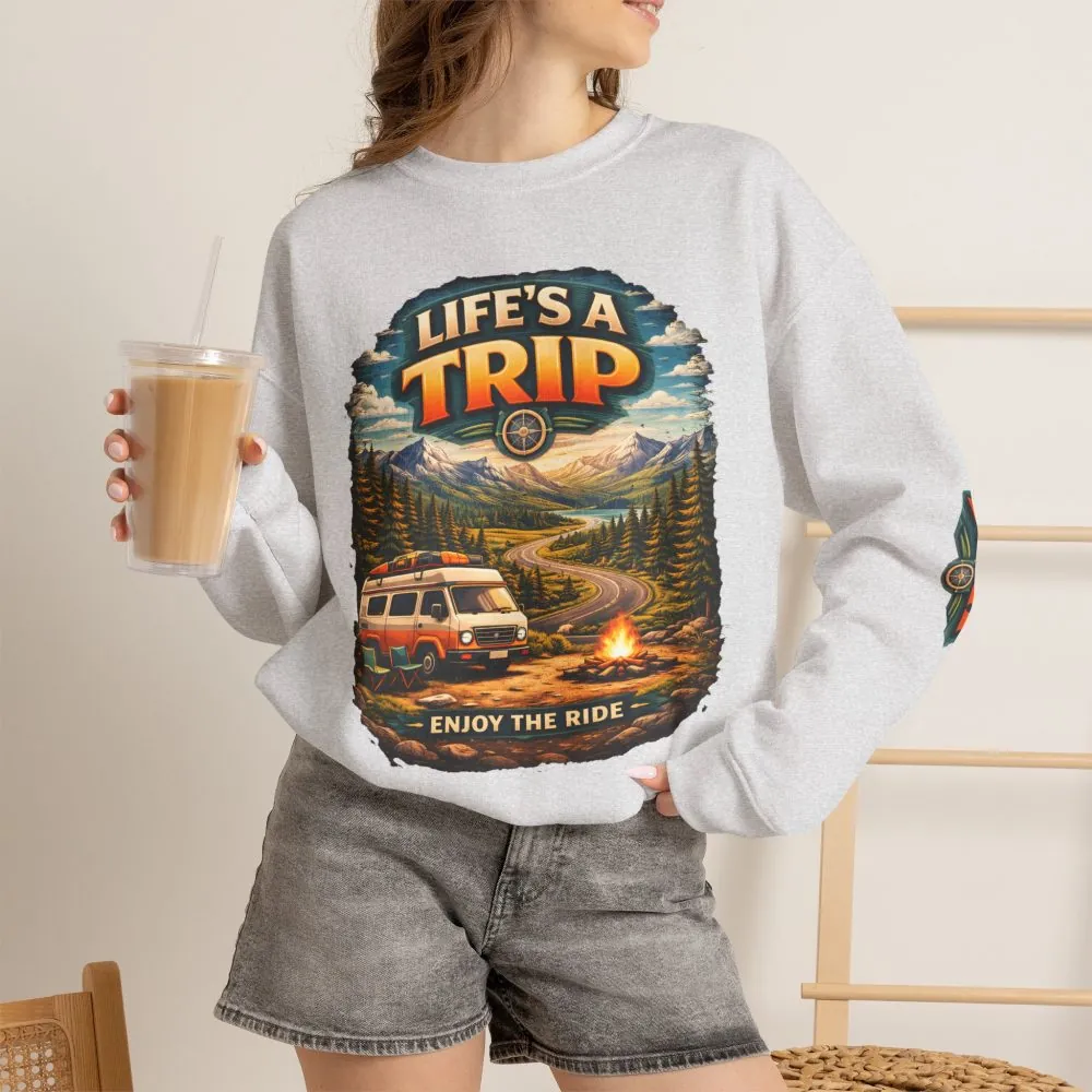 Unisex Heavy Blend™ Crewneck Sweatshirt — "Life s A Trip" Design Scenic-Line