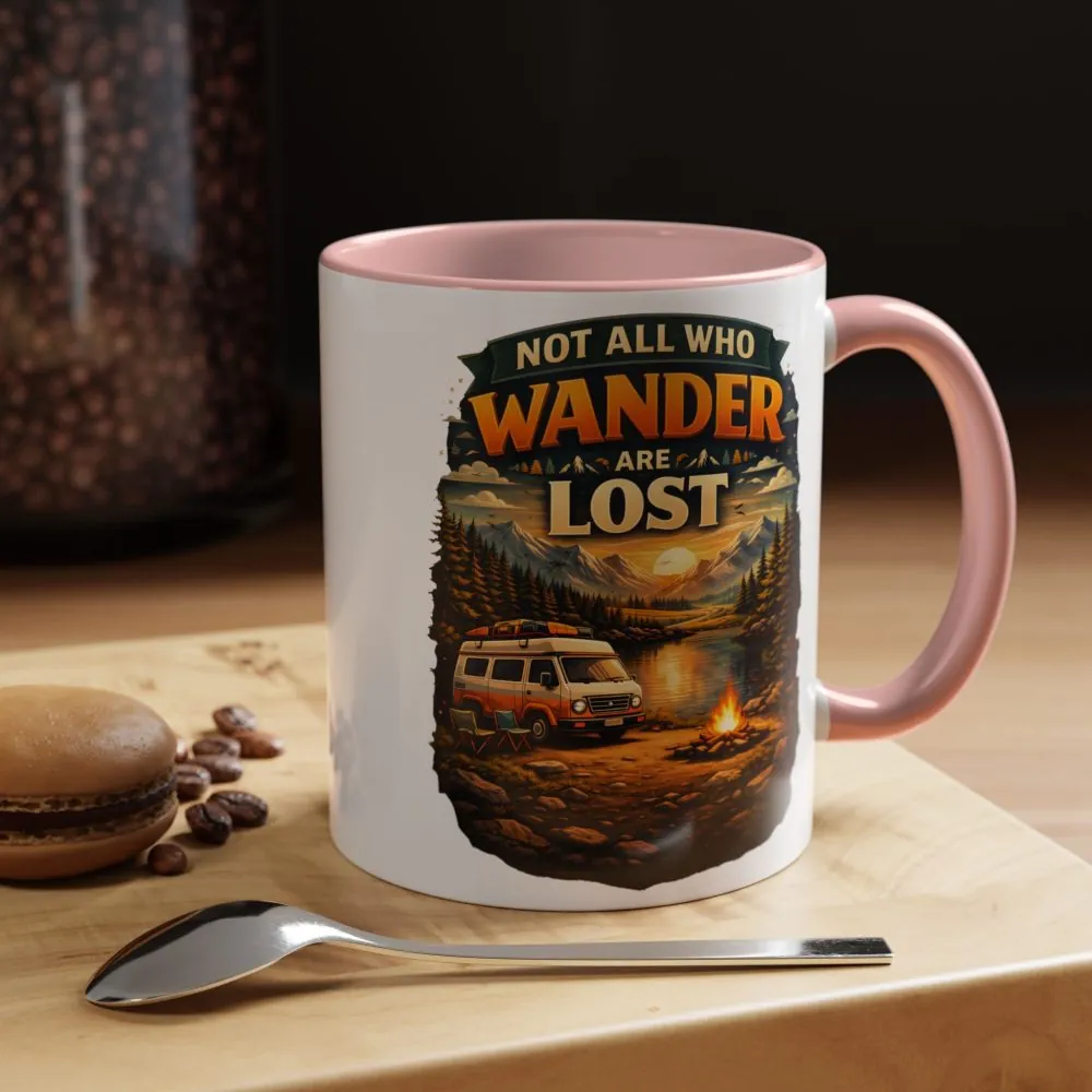 Accent Coffee Mug (11, 15oz) — "Not All Who Wander Are Lost" Design Scenic-Line