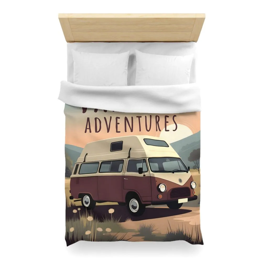 2440148009204193494_2048.jpeg Duvet Cover — "Vanlife Adventures" Vintage Camper Van Bedding for Travel Lovers
