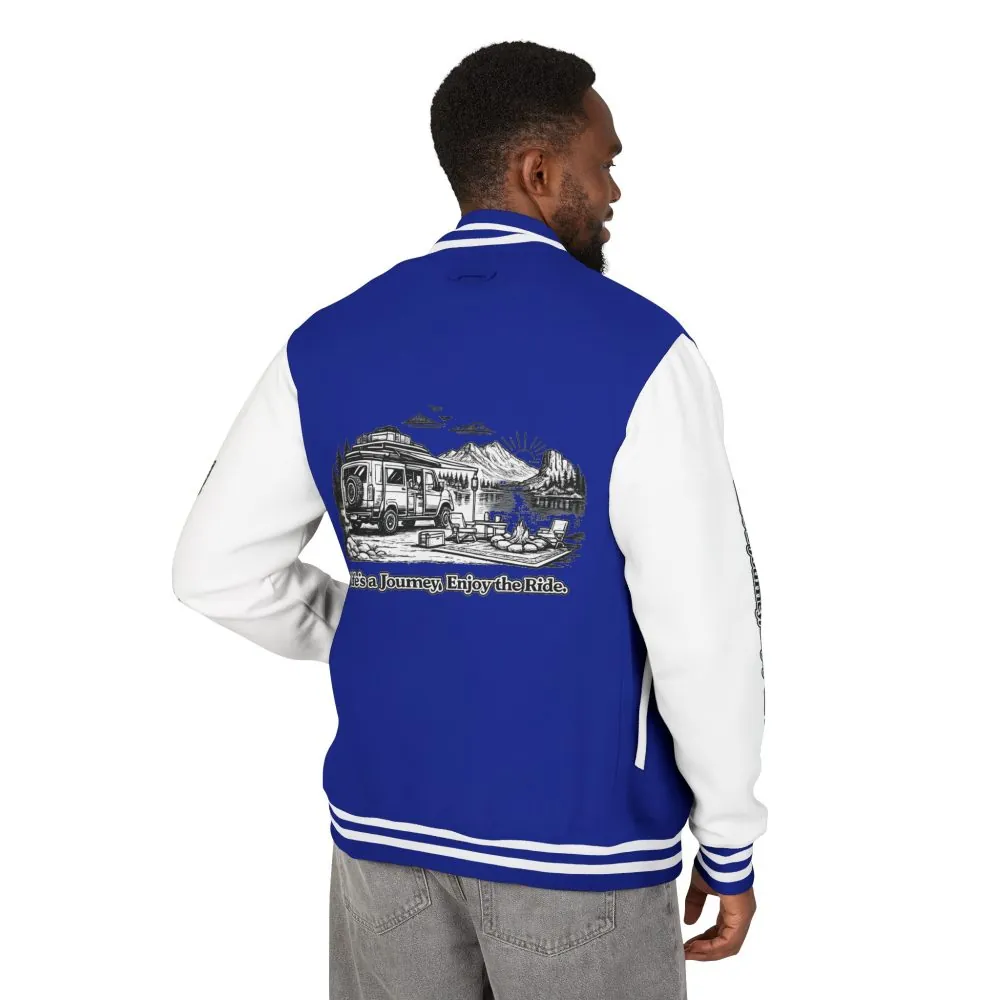 Unisex Heavyweight Letterman Jacket — "Lifes A Journey,Enjoy The Ride" Travel Varsity Coat
