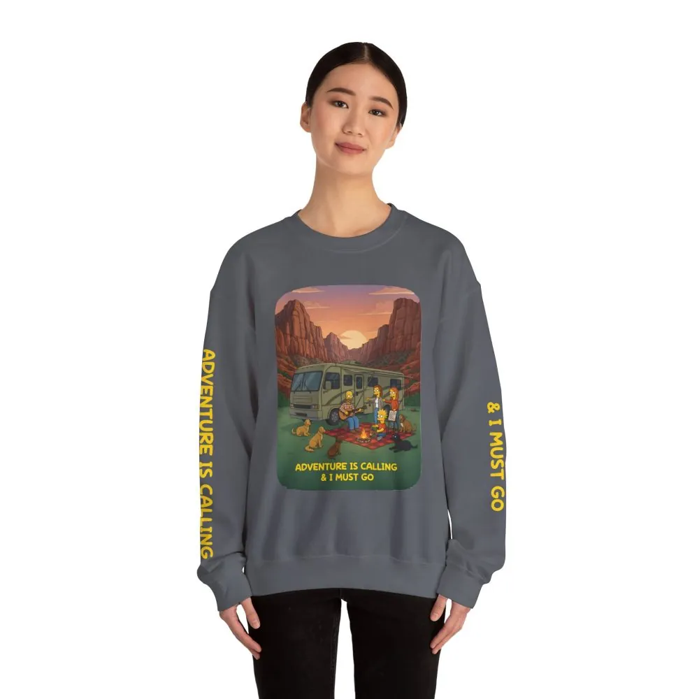 2446341757936475294_2048.jpeg Unisex Heavy Blend™ Crewneck Sweatshirt — "Adventure Is Calling-I Must Go" Design Sitcom-Line