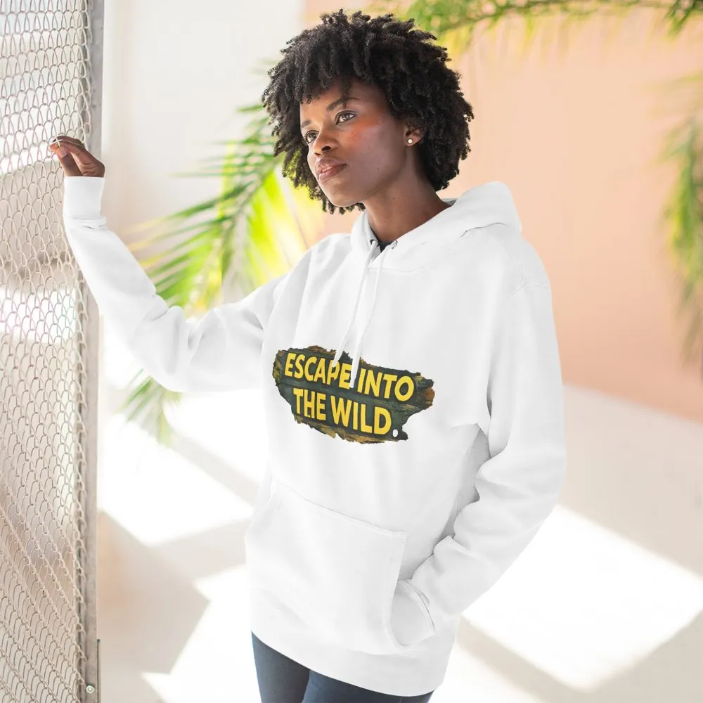 Three-Panel Fleece Hoodie - "Escape Into The Wild" Design Cubic-Line