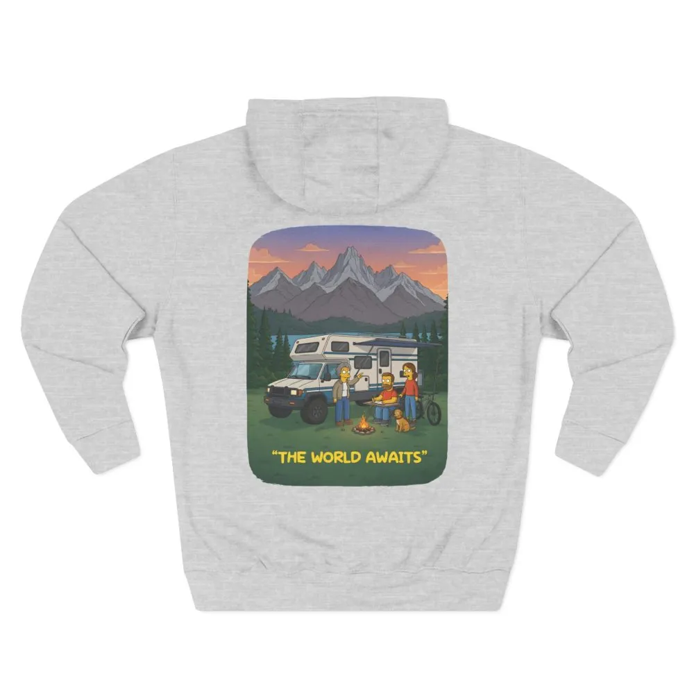 2462828525885420212_2048.jpeg Three-Panel Fleece Hoodie - "The World Awaits" Design Sitcom-Line