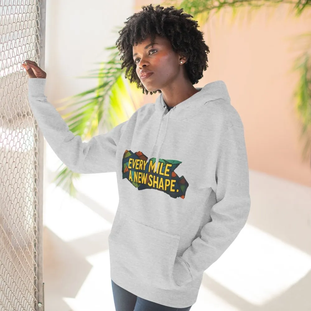 Three-Panel Fleece Hoodie - "Every Mile A New Shape" Design Cubic-Line