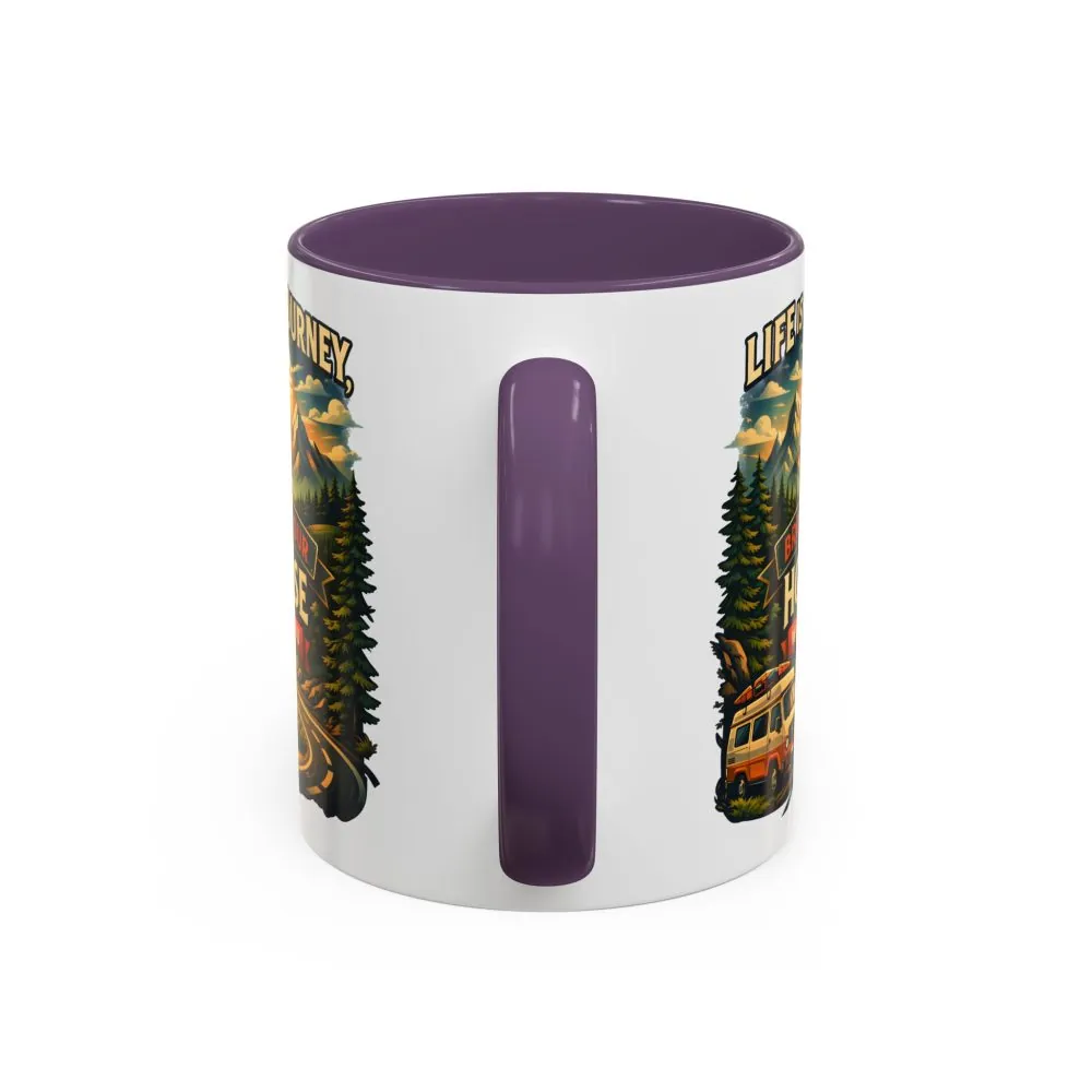 Accent Coffee Mug (11, 15oz) — "Live Is A Journey-Bring Your House With You" Design Scenic-Line