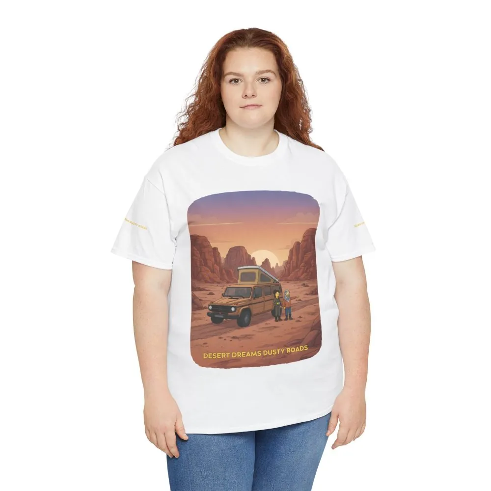 Unisex Heavy Cotton Tee — "Desert Dreams Dusty Roads" Design Sitcom-Line