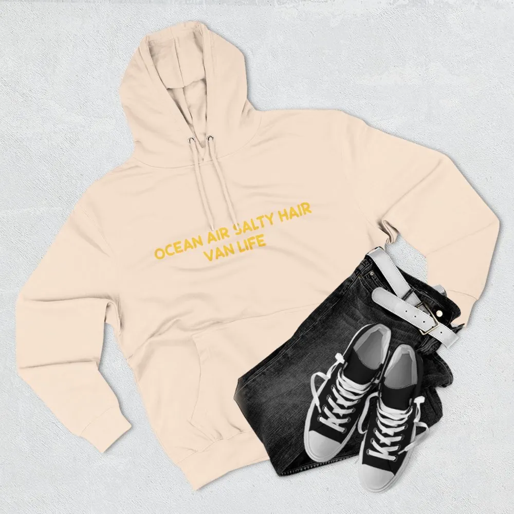 Three-Panel Fleece Hoodie - "Ocean Air Salty Hair Van Life" Design Sitcom-Line