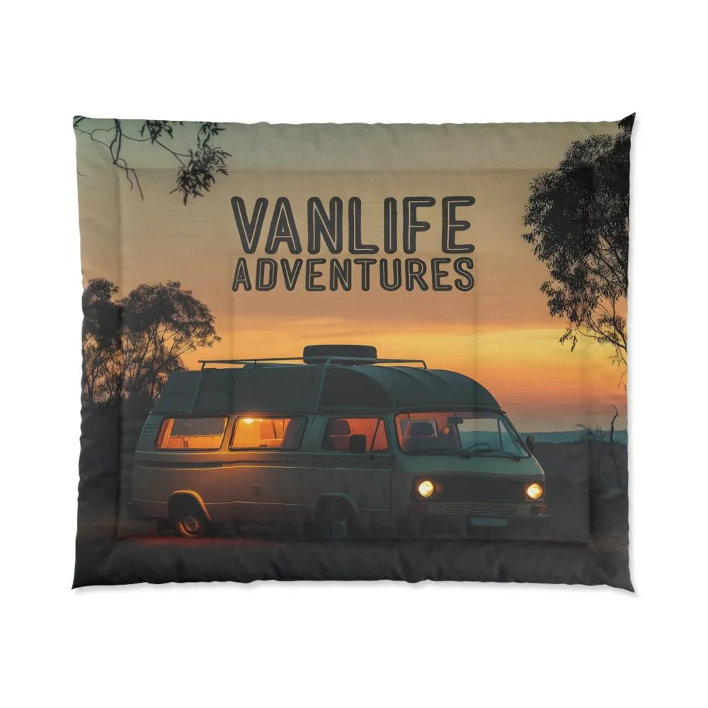 Comforter –"Vanlife Adventures" Sunset Camper Van Bedding for Travelers & Campers