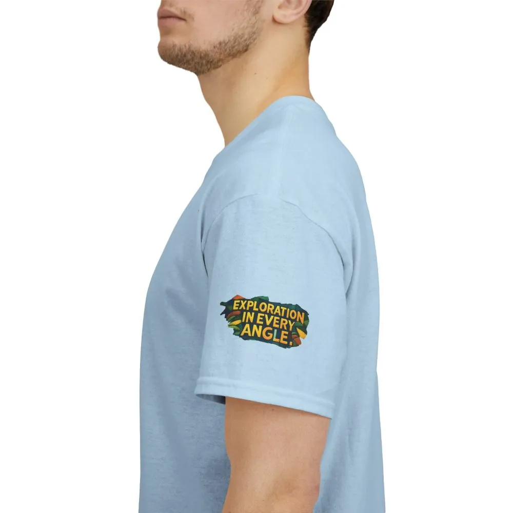 Unisex Heavy Cotton Tee — "Exploration In Every Angle" Design Cubic-Line