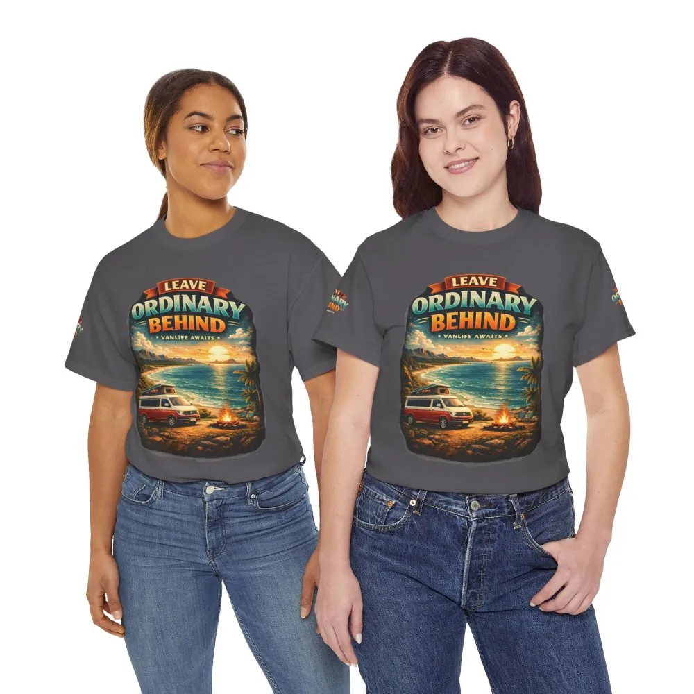 Unisex Heavy Cotton Tee — "Leave Ordinary Behind" Design Scenic-Line
