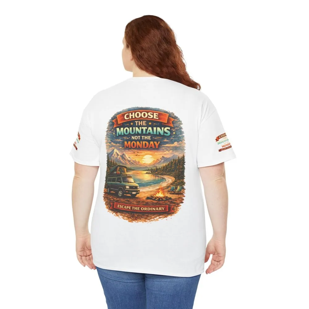 Unisex Heavy Cotton Tee — "Choose The Mountens" Design Scenic-Line
