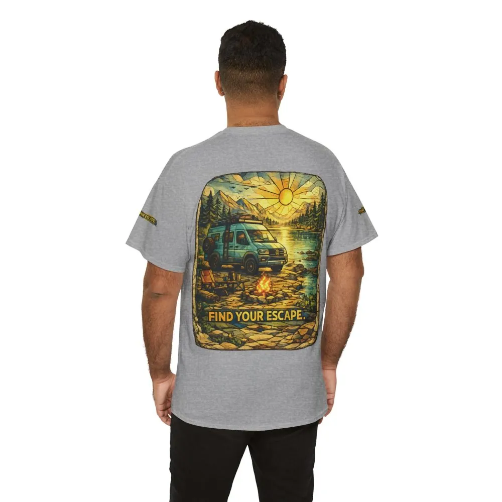 Unisex Heavy Cotton Tee — "Find Your Escape" Design Cubic-Line