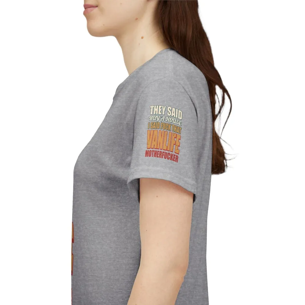 Unisex Heavy Cotton Tee — "They Said Buy A House" Design F**K-Line