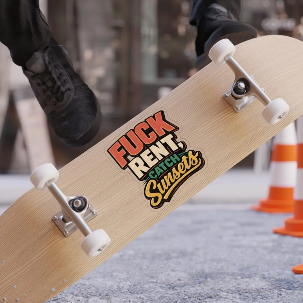 Transparent Outdoor Stickers – "Fuck Rent Catch Sunsets" Design F**K-Line