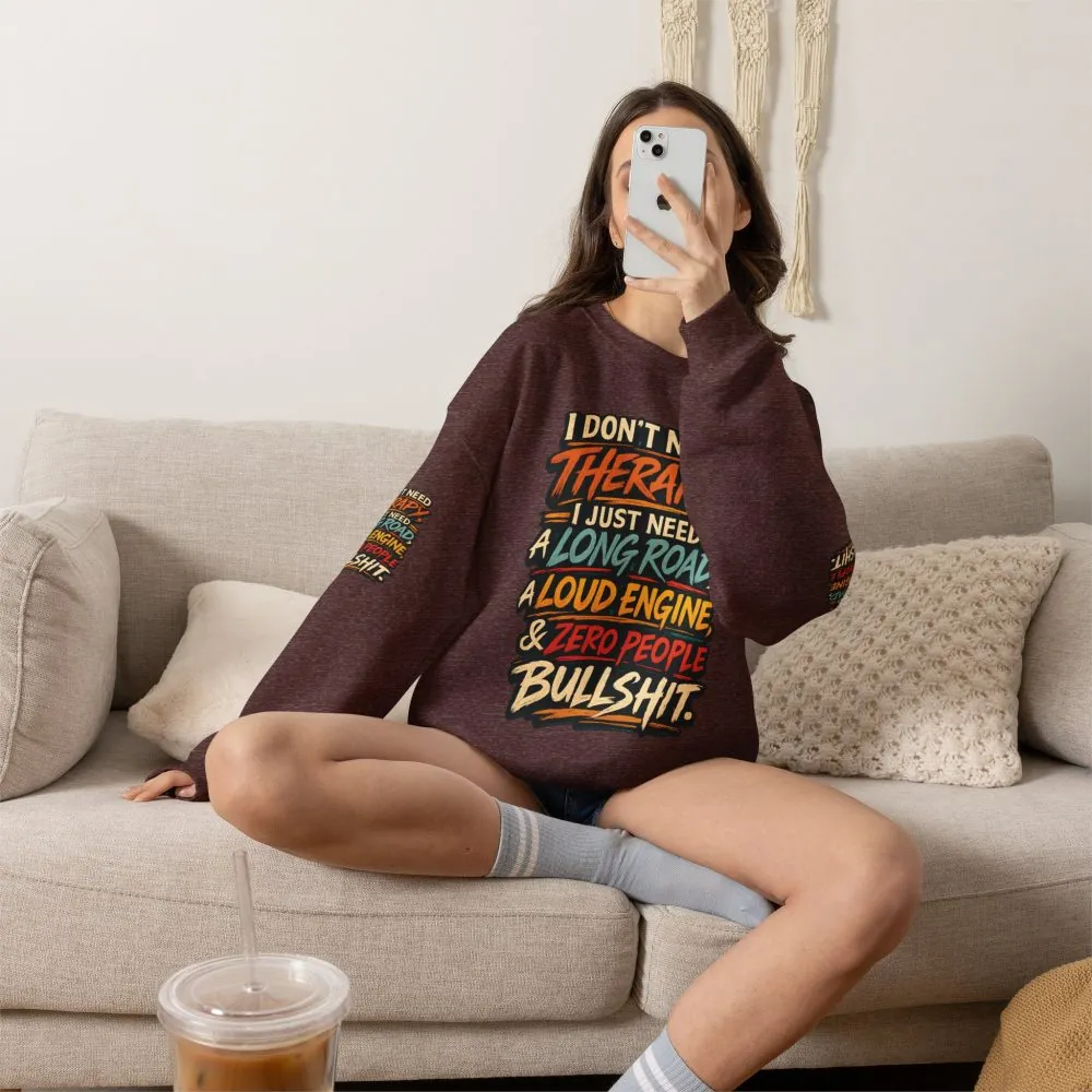 Unisex Heavy Blend™ Crewneck Sweatshirt — "I Dont Need Therapy" Design F**K-Line