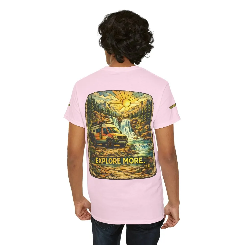 Unisex Heavy Cotton Tee — "Explore More" Design Cubic-Line