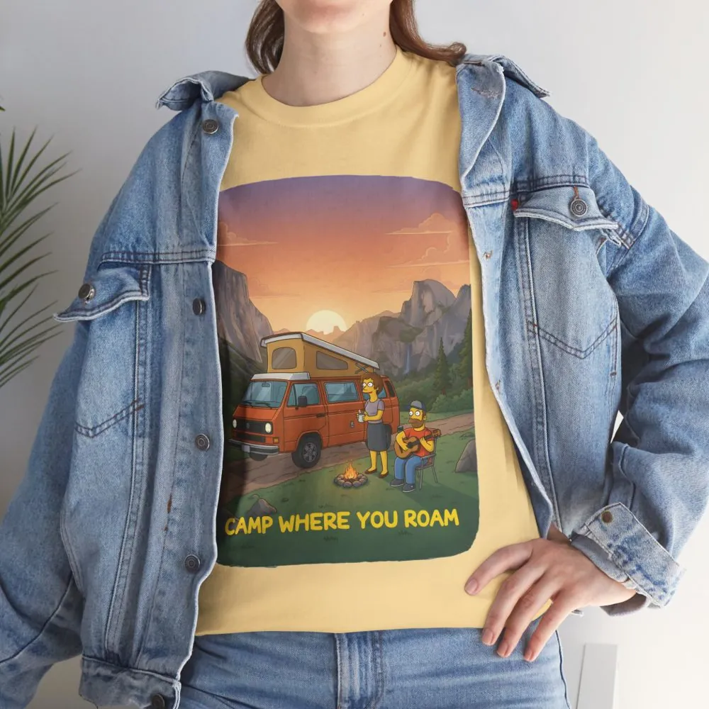 Unisex Heavy Cotton Tee — "Camp Where You Roam" Design Sitcom-Line