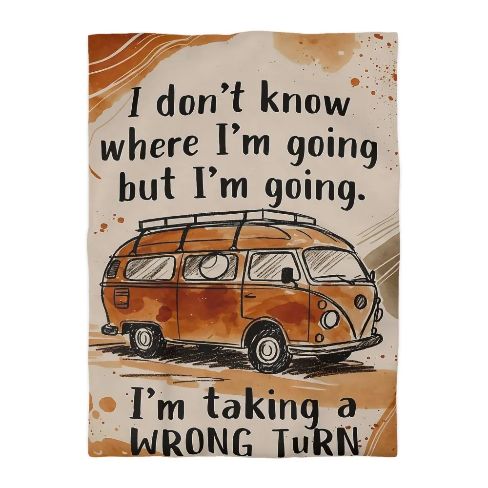 Duvet Cover - 'I Don't Know Where I'm Going' Vintage Camper Quote Microfiber Duvet