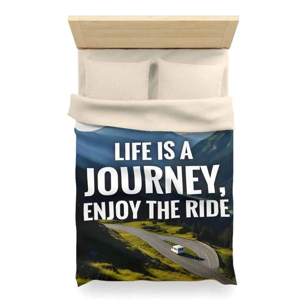 2564651946118444615_2048.jpeg Duvet Cover — "Life Is A Journey, Enjoy The Ride" Mountain Road Microfiber