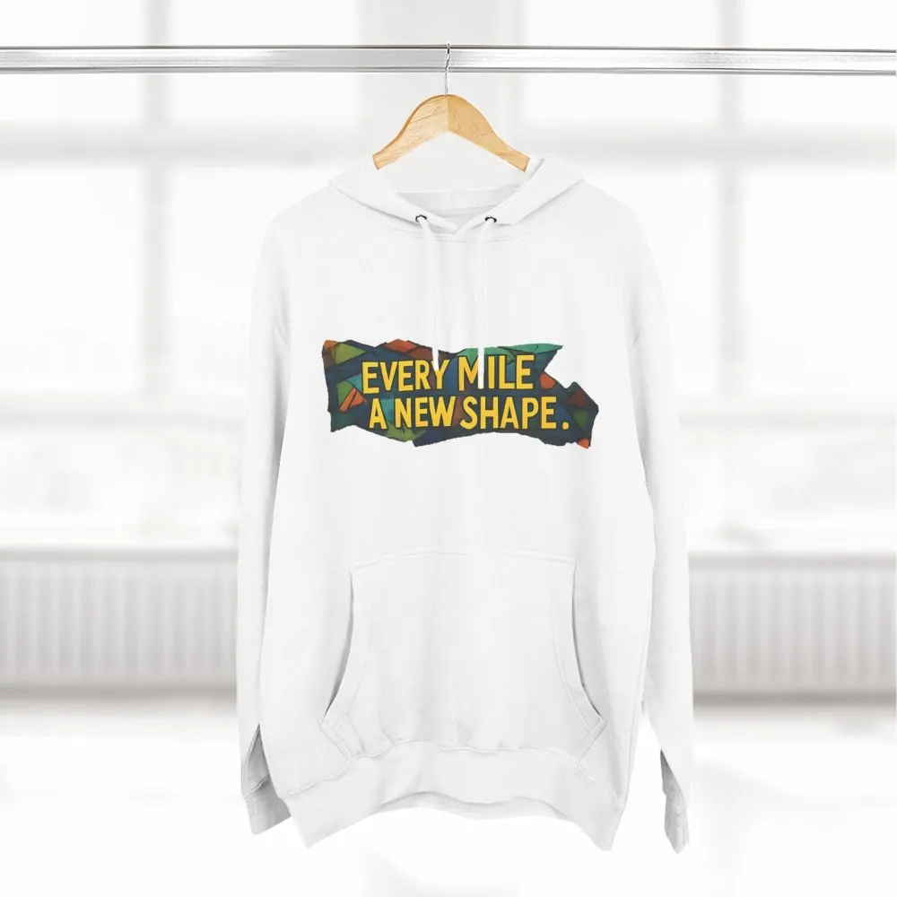 Three-Panel Fleece Hoodie - "Every Mile A New Shape" Design Cubic-Line