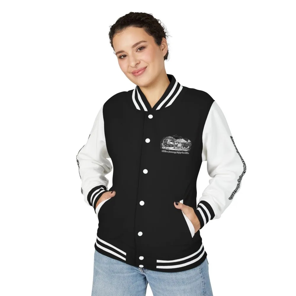 Unisex Heavyweight Letterman Jacket — "Lifes A Journey,Enjoy The Ride" Travel Varsity Coat