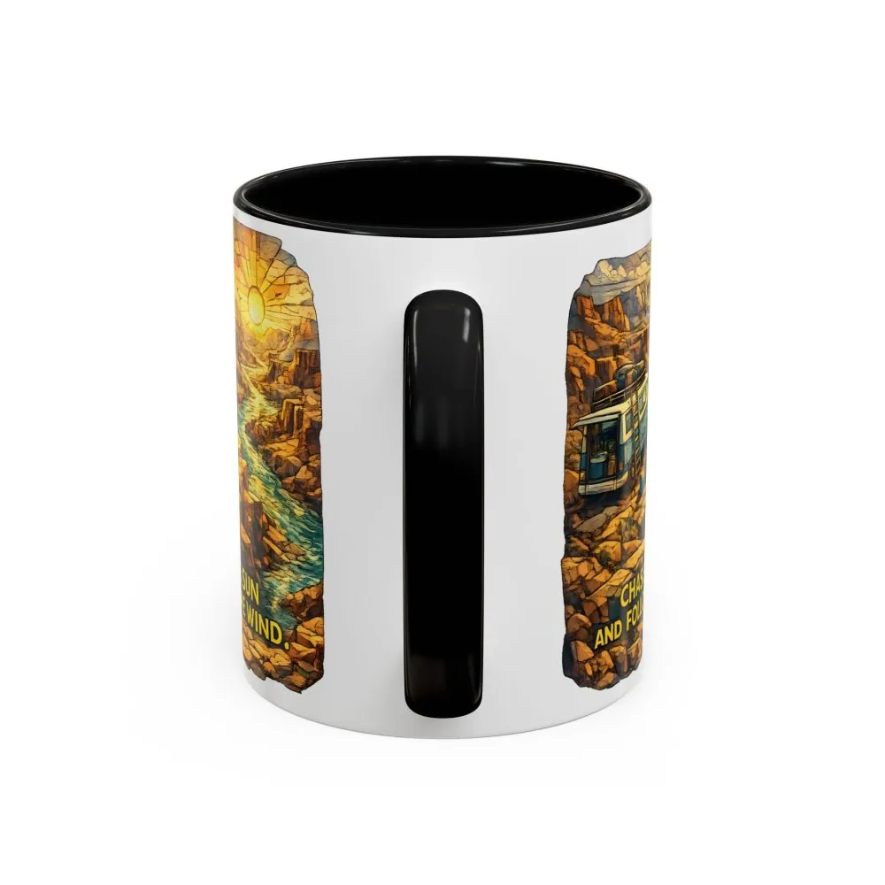 2576710116446044416_2048.jpeg Accent Coffee Mug (11, 15oz) — "Chase The Sun And Follow The Wind" Design Cubic-Line