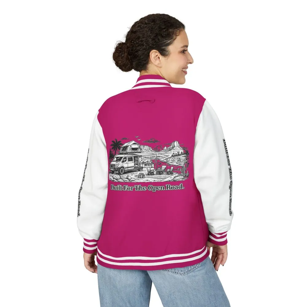 2578311754439424683_2048.jpeg Unisex Heavyweight Letterman Jacket — "Built For The Open Road" Travel Varsity Coat