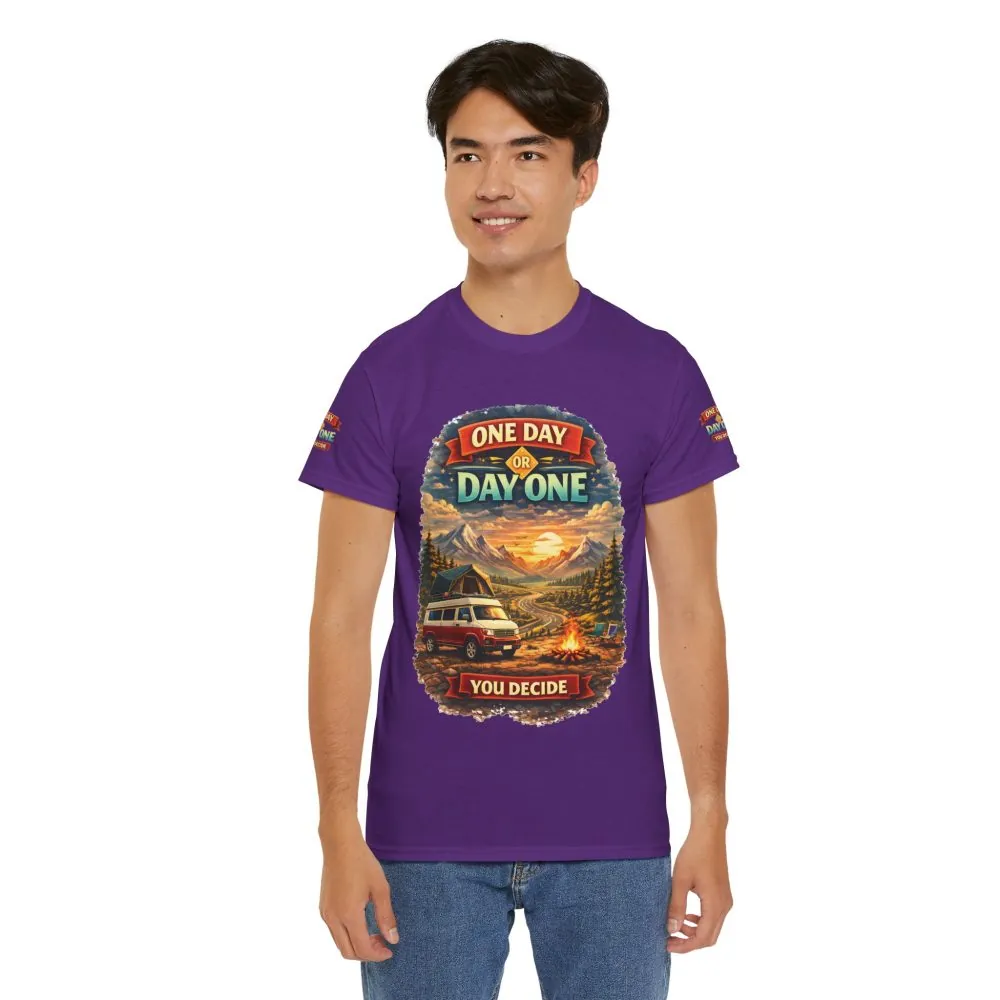 Unisex Heavy Cotton Tee — "One Day Or Day One" Design Scenic-Line