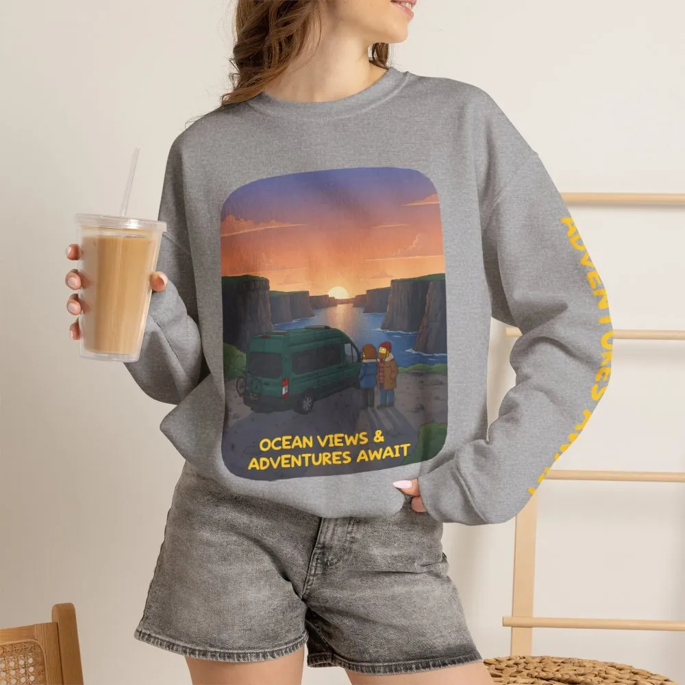258000242575748795_2048.jpeg Unisex Heavy Blend™ Crewneck Sweatshirt — "Ocean Views-Adventures Awaits" Design Sitcom-Line
