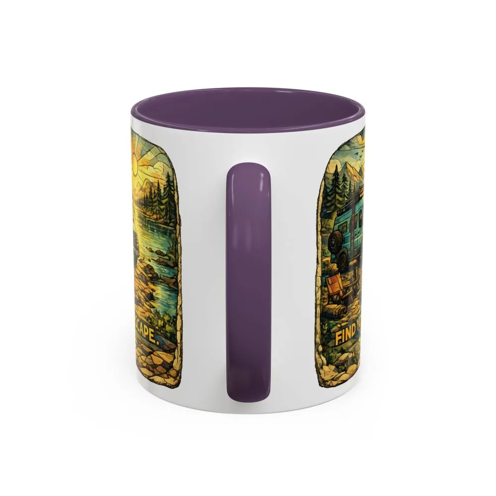 2592627901462285843_2048.jpeg Accent Coffee Mug (11, 15oz) — "Find Your Escape" Design Cubic-Line