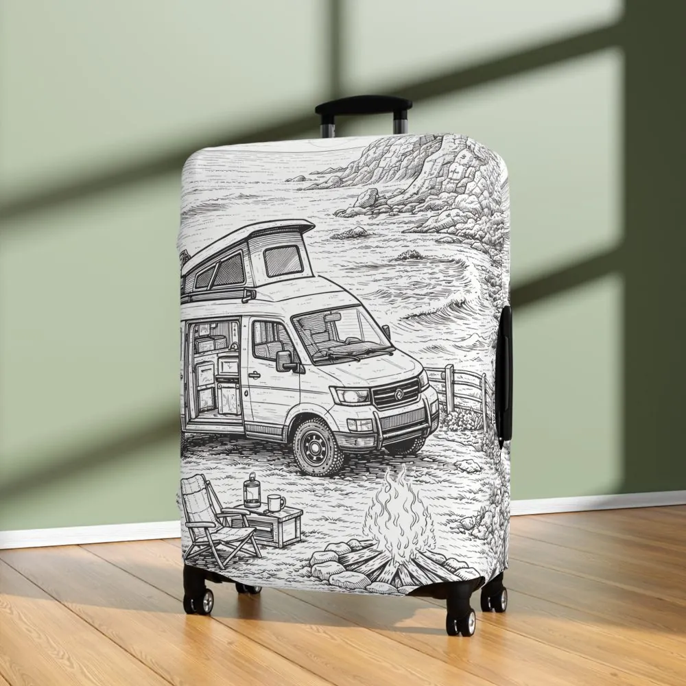 Luggage Cover — Adventure Camper Sketch Travel Suitcase