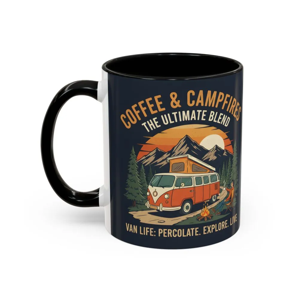 Accent Coffee Mug (11, 15oz) — "Coffee and campfires"