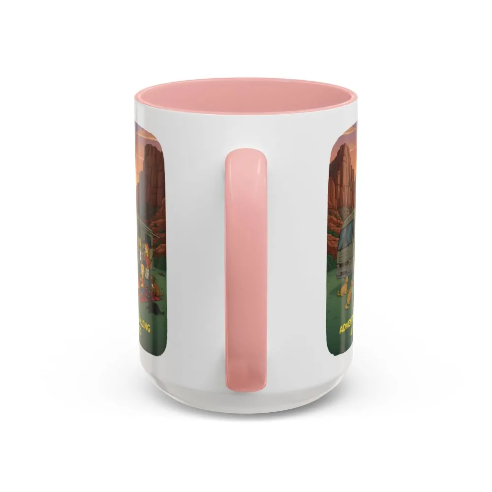 Accent Coffee Mug (11, 15oz) — "Adventure Is Calling-I Must Go" Design Sitcom-Line