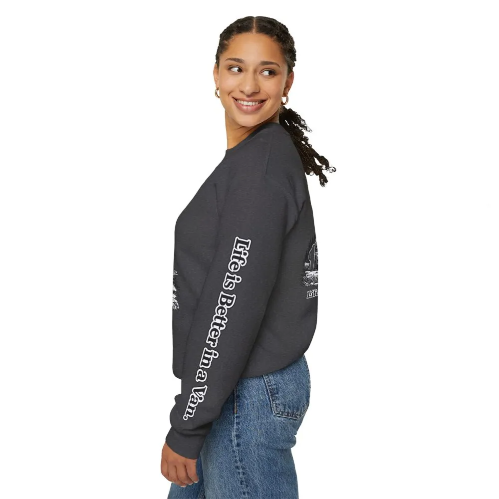 Unisex Heavy Blend™ Crewneck Sweatshirt — "Life Is Better In A Van" Design Minimal-Line