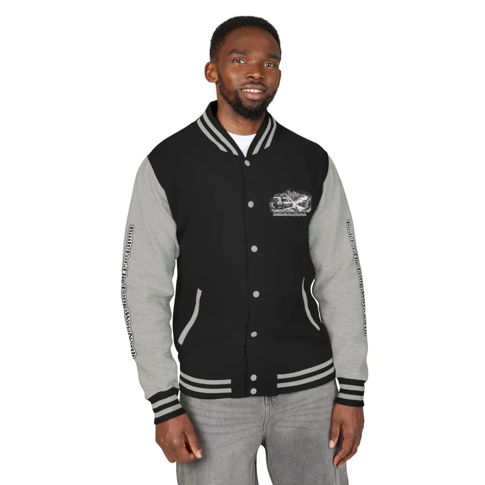 Unisex Heavyweight Letterman Jacket — "Built For The Long Way North" Travel Varsity Coat