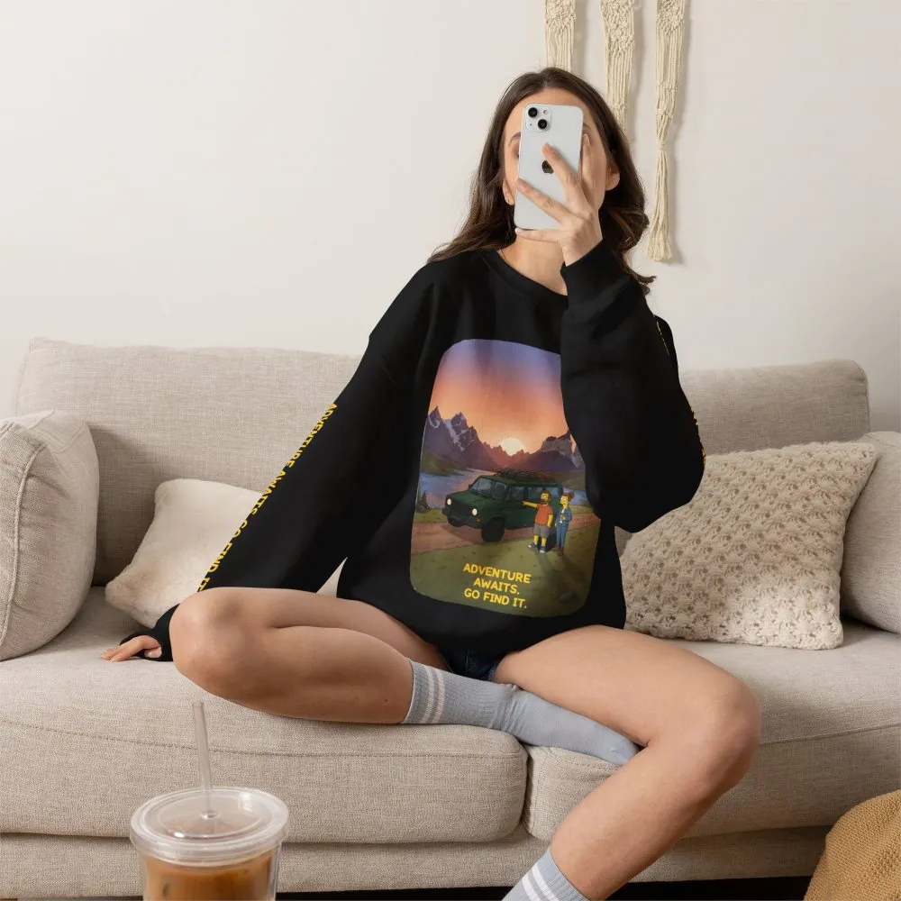 Unisex Heavy Blend™ Crewneck Sweatshirt — "Adventure Awaits-Go Find It" Design Sitcom-Line