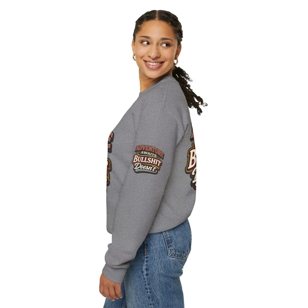 Unisex Heavy Blend™ Crewneck Sweatshirt — "Adventure Awaits" Design F**K-Line