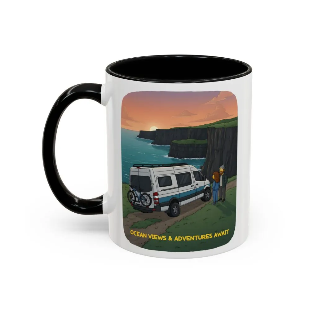 Accent Coffee Mug (11, 15oz) — "Ocean Views-Adventures Awaits" Design Sitcom-Line