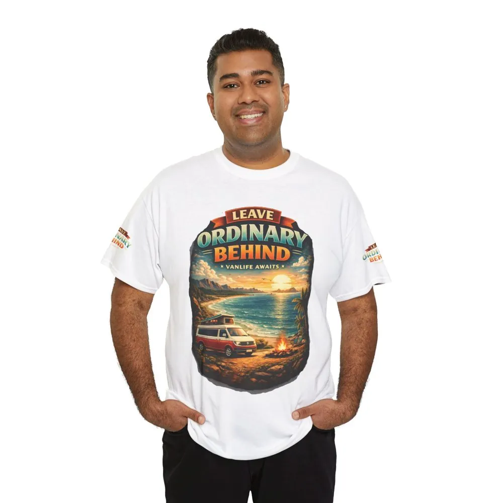 Unisex Heavy Cotton Tee — "Leave Ordinary Behind" Design Scenic-Line