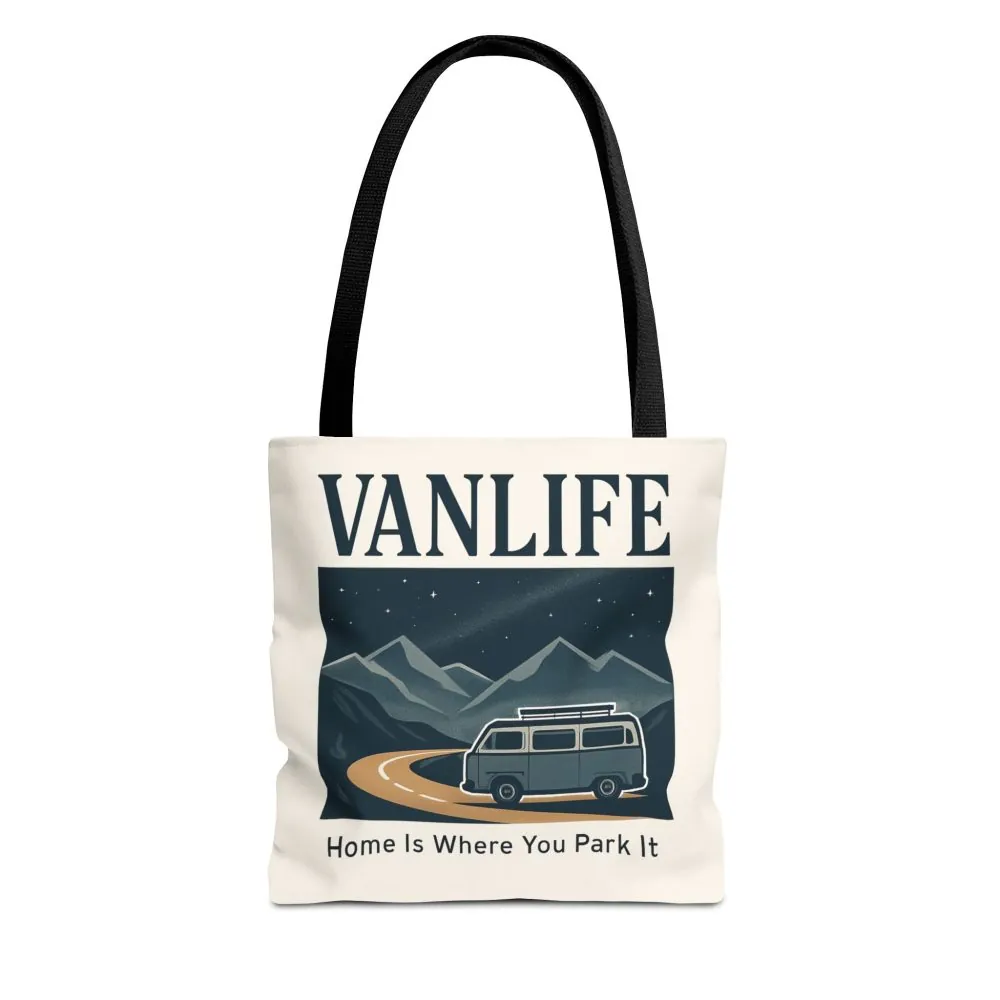 Vanlife Tote Bag — "Vanlife - Home Is Where You Park It" Campervan Beach/Adventure Tote