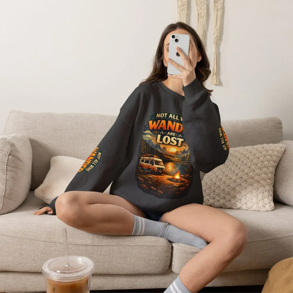 2632478000840222016_2048.jpeg Unisex Heavy Blend™ Crewneck Sweatshirt — "Not All Who Wander Are Lost" Design Scenic-Line