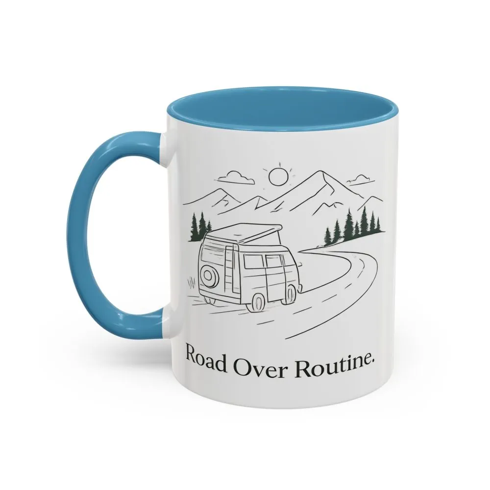 2637082522590813271_2048.jpeg Accent Coffee Mug (11, 15oz) — "Road Over Routine" Design Minimal-Line