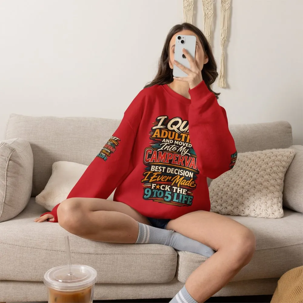 Unisex Heavy Blend™ Crewneck Sweatshirt — "I Quit Adulting" Design F**K-Line