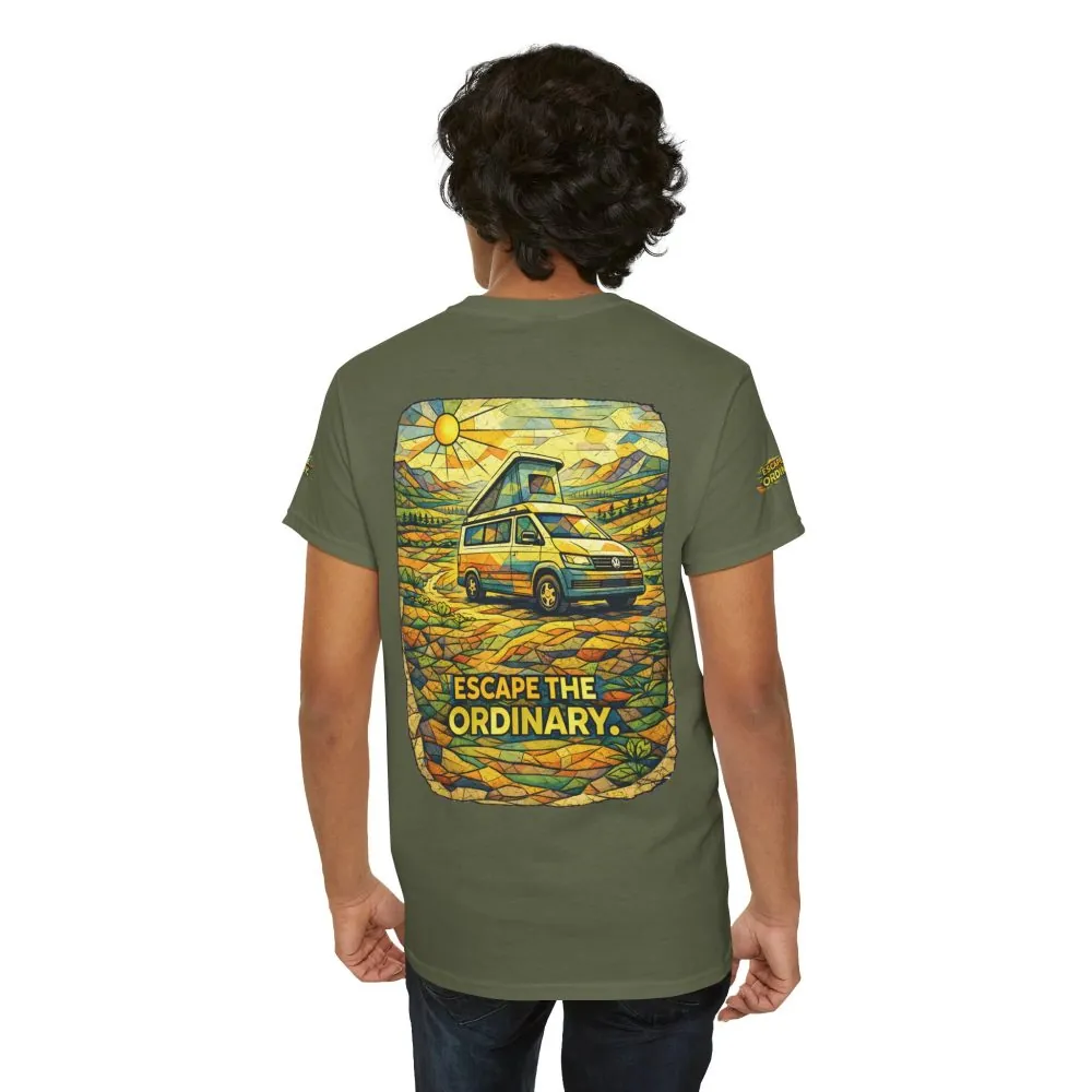 Unisex Heavy Cotton Tee — "Escape The Ordinary" Design Cubic-Line
