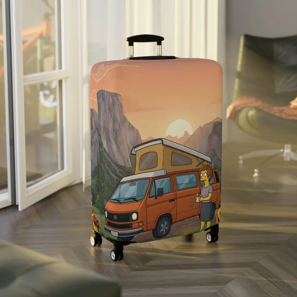 Luggage Cover — Adventure Camper Sketch Travel Suitcase(Design Sitcom-Line)