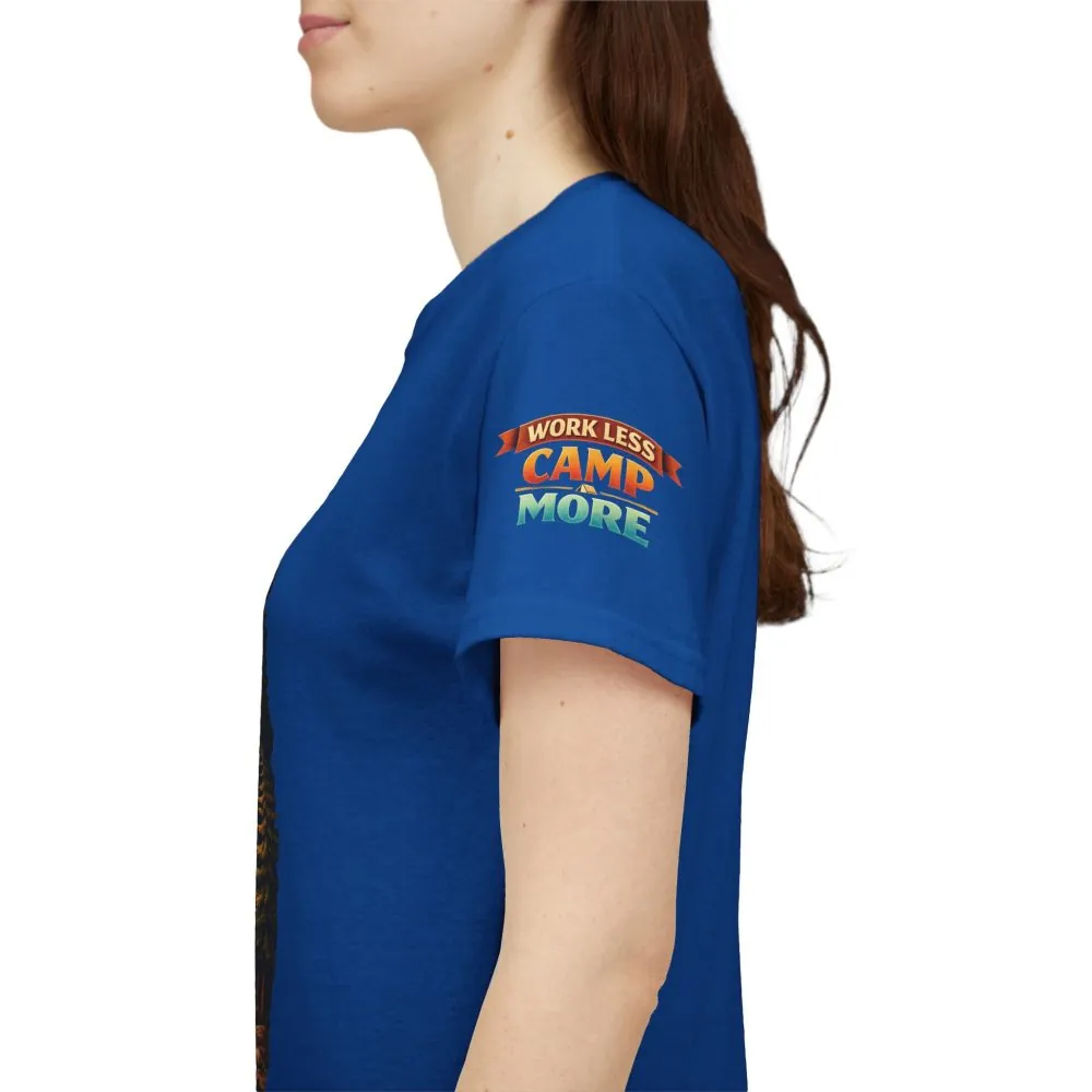 Unisex Heavy Cotton Tee — "Work Less Camp More" Design Scenic-Line