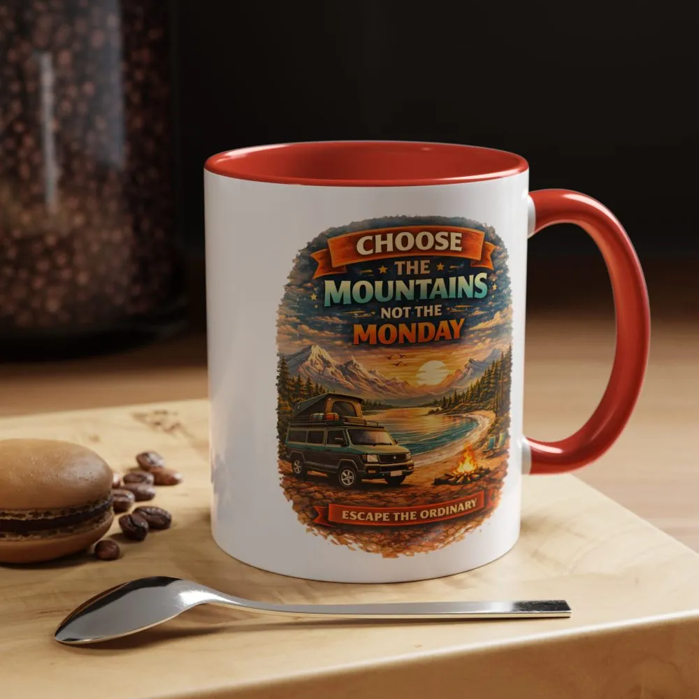 Accent Coffee Mug (11, 15oz) — "Choose The Mountens" Design Scenic-Line